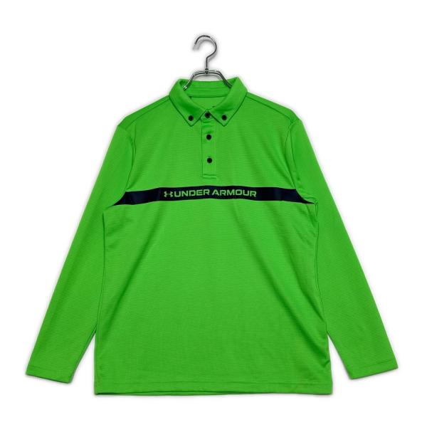 coco 中古【値下げ】 アンダーアーマー UNDER ARMOUR メンズ 長袖ポロシャツ M 緑 ネオンカラー　ヒートギア ネコポス発送可 104745
