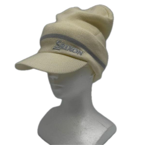 coco 未使用品 ダンロップ DUNLOP つば付ニット帽 フリー 白系 ロゴ刺しゅう 3WAY サンバイザー ワッチ レターパックプラス発送可109666