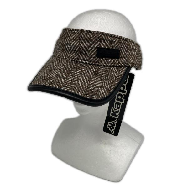 coco 未使用品 カッパゴルフ KAPPA GOLF サンバイザー フリー ブラウン系 ヘリンボーン柄 レターパックプラス発送可 110125