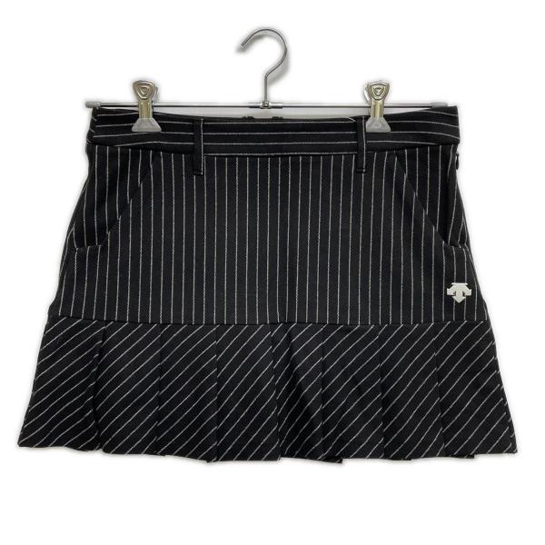 coco 中古【値下げ】 デサントゴルフ DESCENTE GOLF レディース スカート L 黒 プリーツ ストライプ レターパックプラス発送可 K014598