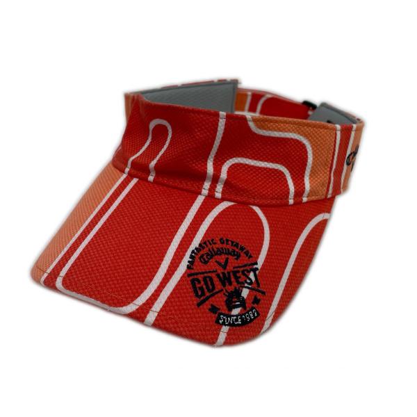 coco 中古 キャロウェイ Callaway サンバイザー フリー オレンジ ウェーブストライプ柄  レターパックプラス発送可 K026552