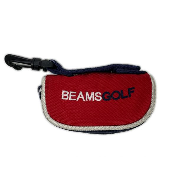 coco 中古【値下げ】ビームスゴルフ BEAMSGOLF ボールポーチ レッド×ネイビー 赤 ボール入れ ボールケース 定番  ネコポス発送可 K027197