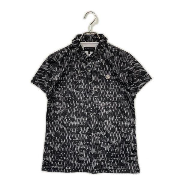 coco 未使用品 セントアンドリュース StANDREWS レディース 半袖ポロシャツ S 黒×グレー ストレッチ 幾何学総柄 coco 未使用品 セントアンドリュース StANDREWS レディース 半袖