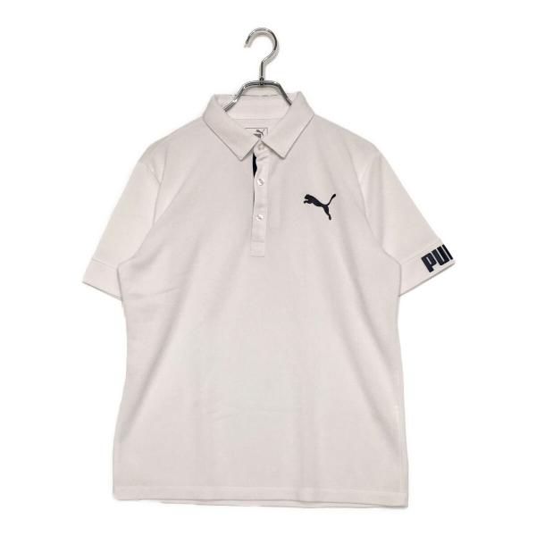 coco 中古 プーマ PUMA メンズ 半袖ポロシャツ XL 白 ホワイト メッシュ調 ストレッチ ネコポス発送可 K036441