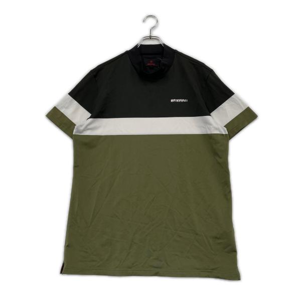 BRIEFING GOLF モックネック 半袖シャツ M カーキ オリーブ日本製 BRIEFING（ブリーフィング） 中古 メンズ 半袖シャツ XL カーキ×黒