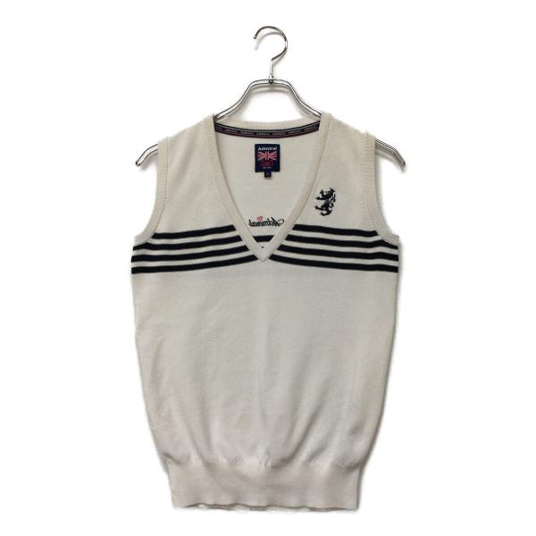 中古【SALE】 アドミラルゴルフ Admiral Golf レディース ベスト M 白 ホワイト Vネック ニット 薄手 ネコポス発送可 K4299