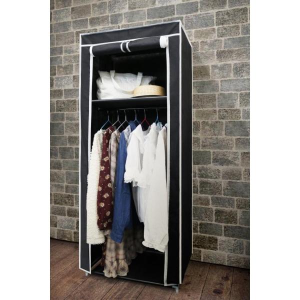 他サイト： トレードワン シンプルハンガーラックカバー付き BK ブラックの商品画像