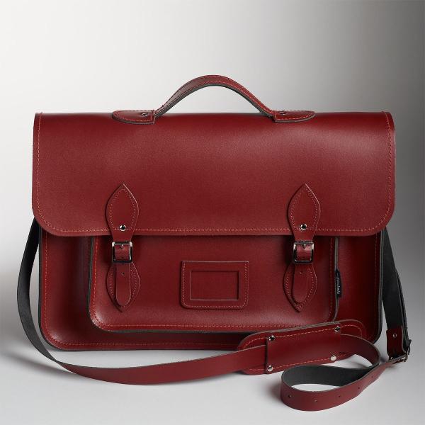 Zatchels ザッチェルズ 3way サッチェルバッグ 英国製 (17.5インチ/バックストラップ/ショルダー/ハンドル/スライダー/マグネットベルト付)カラー：ワインカラー