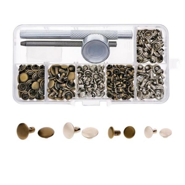 120組 カシメセット カシメ打ち具セット レザークラフト 6mm 8mm 4種類 DIY 手作り ハンドメイド 収納ケース付き