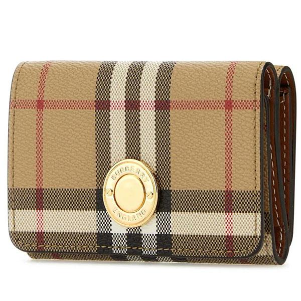 Burberry チェック柄 レザー三つ折り財布