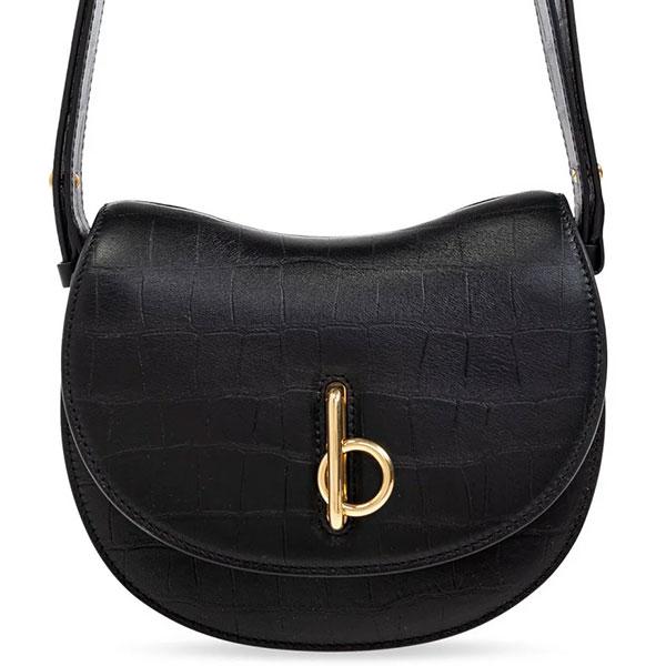 BURBERRY LONDON レザー ショルダーバッグ ブラック BURBERRY（バーバリー） ロンドン ショルダーバッグ レディース クロコ