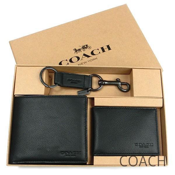 コーチ 二つ折り財布 キーホルダー セット メンズ COACH レザー 専用箱