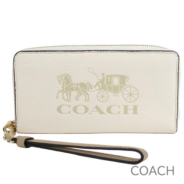 かわいい！ COACH 長財布 馬車 ホワイト イエロー ストラップ nmef.com