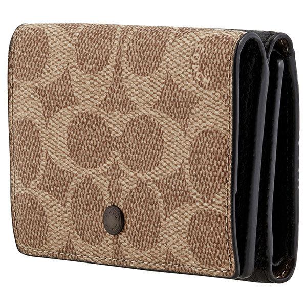 新品　COACH　コーチ 折り財布　ベージュ 3つ折り財布 コーチ COACH 財布 三つ折り シグネチャー Wホック 白 ベージュ