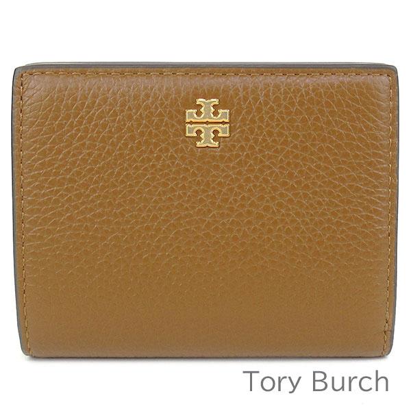 未使用　TORY BURCH トリーバーチ　レザー二つ折り財布　ブラウン　茶 トリーバーチ 二つ折り財布 ミニ財布 キラ レディース TORY BURCH