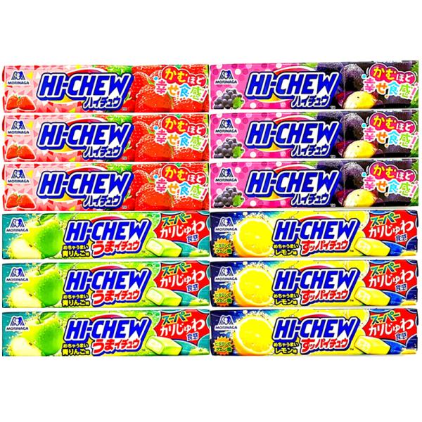 森永製菓 ハイチュウ うまイチュウ すっパイチュウ 詰め合わせ セット 5種。小腹が空いた時などのおやつにピッタリ。〇ハイチュウ ストロベリー 12粒甘酸っぱくてジューシーな子どもから大人まで人気のフレーバー！濃厚な苺の味わいとミルキー感が...