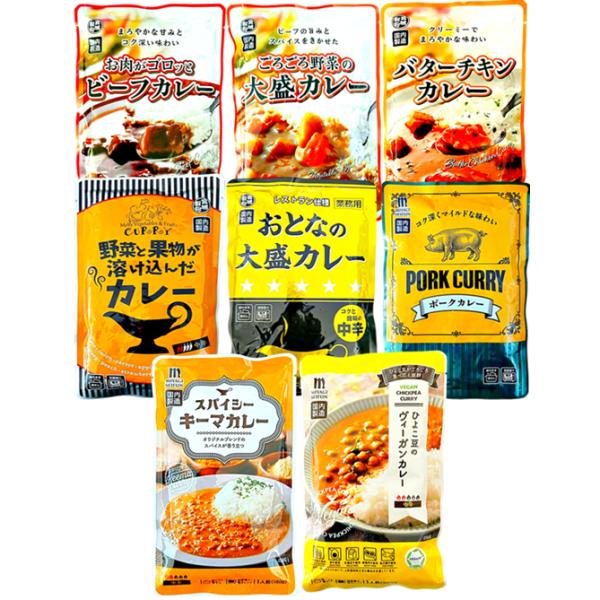 宮城製粉 レトルトカレー 中辛 8種 バラエティ 食べ比べ セット 2000円 送料無料 ポイント消化