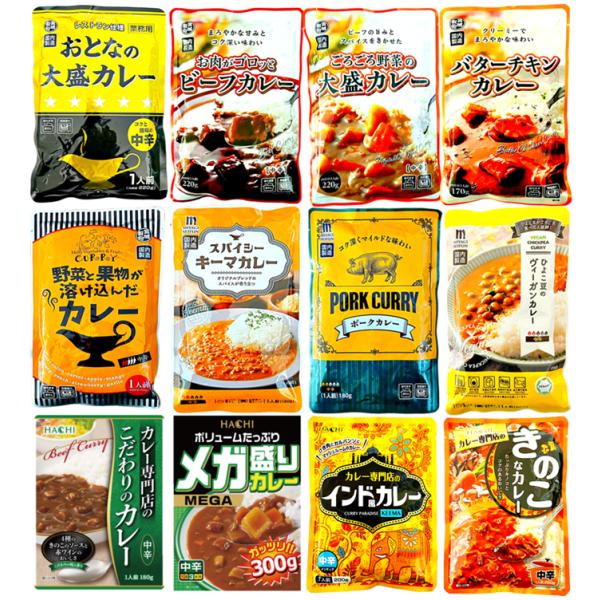 宮城製粉 ハチ食品 レトルトカレー 中辛 12種 バラエティ 食べ比べ セット 2500円 送料無料 ポイント消化
