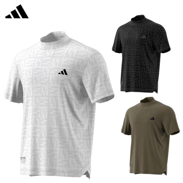 一部即納OK　adidas　BOSロゴ柄デボス モックネック 半袖シャツ　KVH25　アディダス