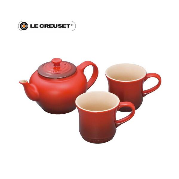LE CREUSET - ✨✨ル・クルーゼ　ティーポットandマグ2個セット❤️ ティーポット ＆ マグ (SS) (2個入り) セット チェリーレッド