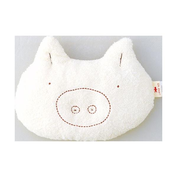 シンプルで可愛いピッグフェイスのピローです。沢山楽しい夢を見てね。赤ちゃんが寝ていない時も、楽しく愛らしく。サイズ：約19×24cm素材：外側/綿100％（パイル）・内側/ポリエステル100％【Oh dear！】Oh dear！とは「おやお...