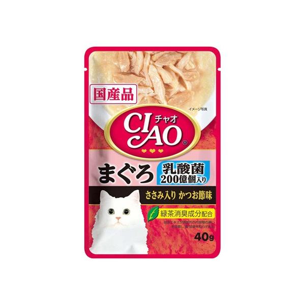 いなばペットフード CIAO チャオ パウチ 乳酸菌入り まぐろ ささみ入りかつお節味 40g