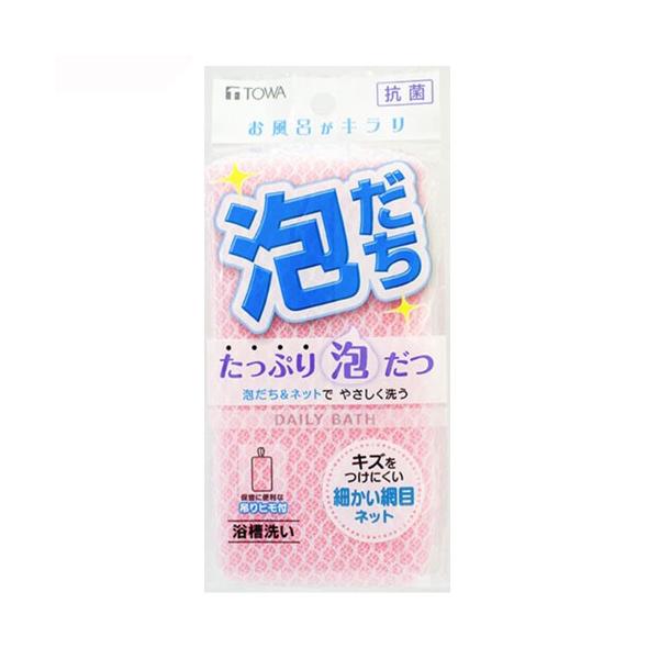 たっぷり泡立つバススポンジ！■ 目の細かいソフトなネットで、キズをつけず汚れを落とします。■ 泡立ちがよく、ソフトに洗えます。■ スポンジに抗菌加工を施しています。■ 吊るす場合に便利なヒモ付きです。 ※メーカーの都合により、パッケージ・仕...