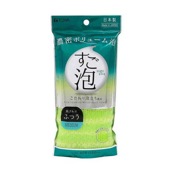 東和産業 ボディタオル すご泡4 ナイロンタオル ふつう グリーン
