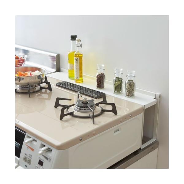 他サイト： 山崎実業 コンロ奥隙間ラック プレート Plate ホワイト 3487の商品画像