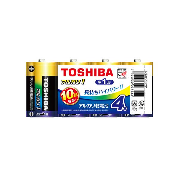 他サイト： 東芝 アルカリ乾電池 アルカリ1 単1 4本 まとめパック LR20AN 4MPの商品画像