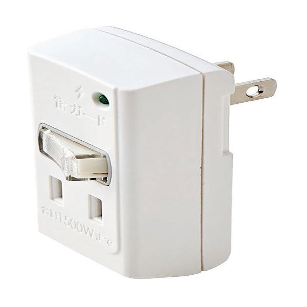 他サイト： 延長コード 電源タップ 2P 2個口 小型タップ 雷ガード機能付 個別スイッチ付 白 T-KTR03WH エレコムの商品画像