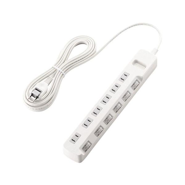 他サイト： 延長コード 電源タップ 5m 2P 6個口 個別スイッチ付 雷ガード 白 T-K5A-2650WH エレコムの商品画像