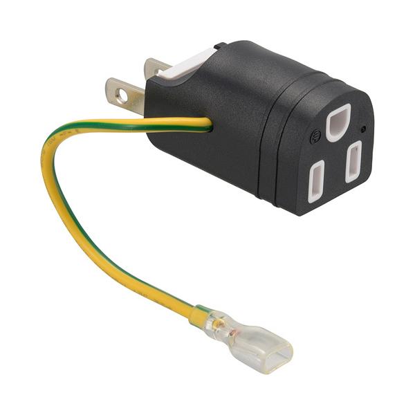 他サイト： オーム電機 接地アダプターフリープラグ 変換用 アース端子カバー付き HS-TM1EFP3-Kの商品画像