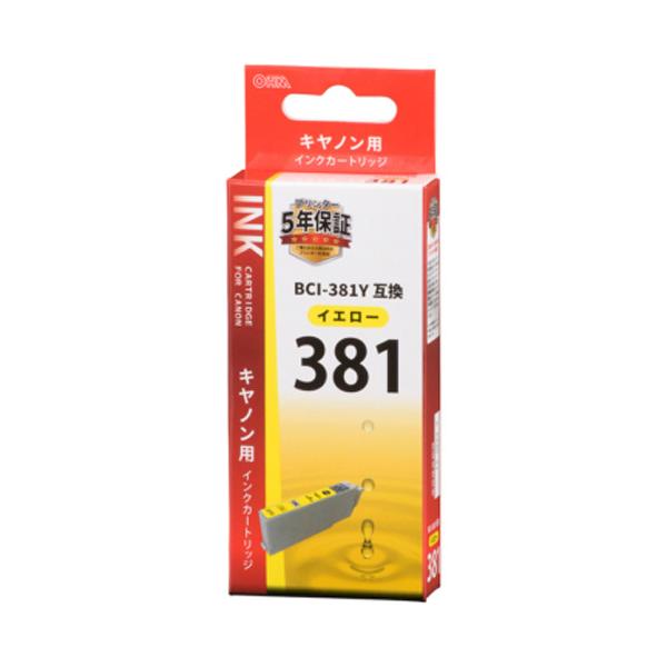 オーム電機 キヤノン互換インク BCI-381Y 染料イエロー INK-C381B-Y