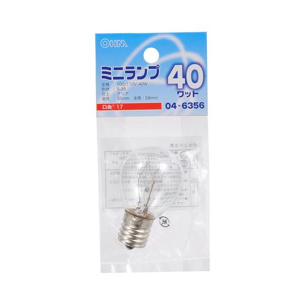 オーム電機 ミニランプ 40W クリア LB-S3740-C