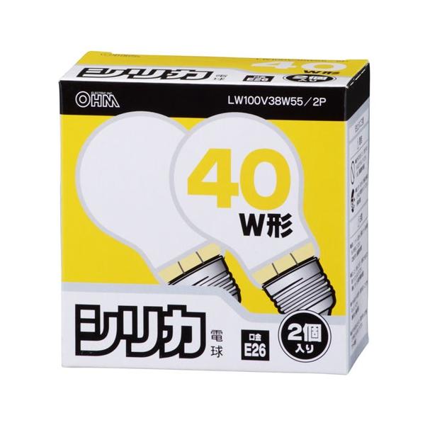 他サイト： オーム電機 シリカ電球 E26 2個入り LW100V38W55/2Pの商品画像