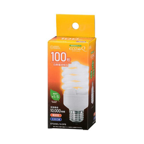他サイト： オーム電機 電球形蛍光灯 スパイラル形 E26 100形相当 電球色 EFD25EL/18-SPBの商品画像