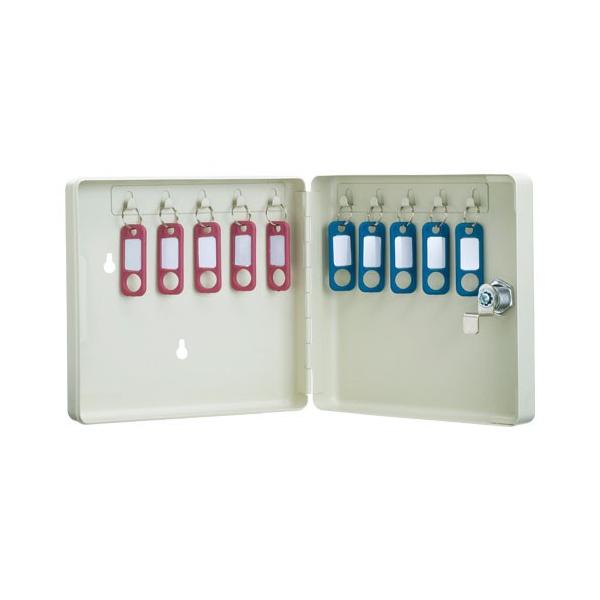 ■ 入数： 1個■ 収容数：10個吊■ 外寸：幅179×奥50×高173mm■ キーホルダー窓枠寸法：縦23×横16mm■ 材質：本体＝スチール，キーホルダー＝PP■ キーホルダー（110個215個320個438個568個680個），取り付...