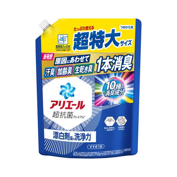 アリエール　超抗菌プレミアム　（2.76㎏✕3個）2ケース P＆G アリエール 超抗菌プレミアム つめかえ用 超特大サイズ