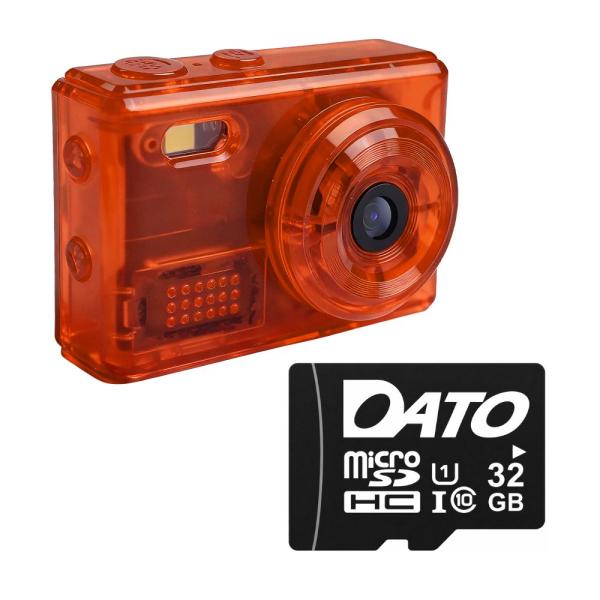 SAC CONNECT MINIカメラ SMC01-TORMSD32 ( 32GB microSDカードつき 約100万画素 CMOSセンサー 固定焦点 0.96インチ液晶画面 動画撮影 レトロ) クリアオレンジ