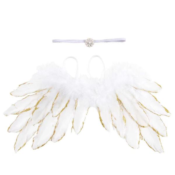 天使の羽 ヘアリボン付きの2点セットヘアリボンは花が三つ並んでいてボリューム感たっぷりです。他のドレス、チュチュスカートなどにも合わせて楽しめます。■ニューボーンフォト 天使の羽  寝相アート ベビー お昼寝アート インスタ映えベビー 男の...