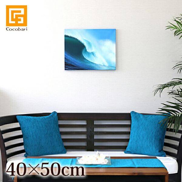 絵画 波(40cm×50cm) バリ雑貨 ハワイアン インテリア 玄関 おしゃれ 海