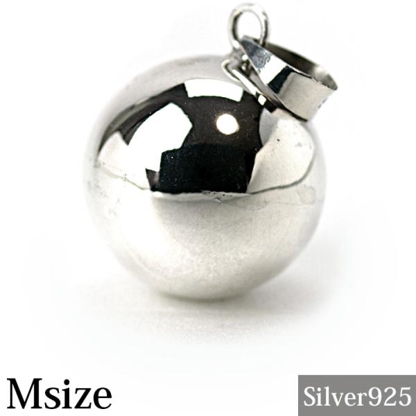 ガムランボール PLAIN SILVER(シルバー)(M) シルバークロス付き  バリ島 ネックレス お守り 鈴 開運グッズ  メール便対応可