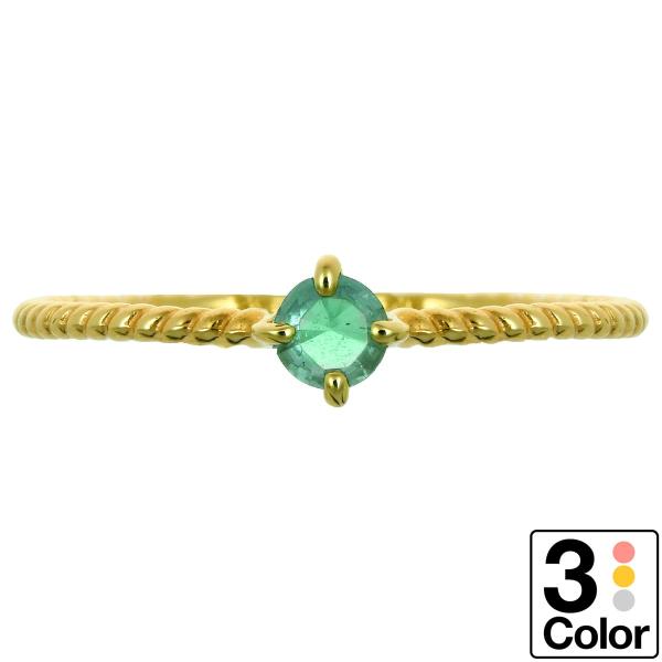 【新品未使用】天然エメラルド ローリエモチーフ K10 リング rfr054-001.jpg