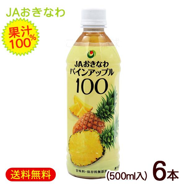 パインアップル100 500ml×6本 /沖縄産 パインジュース 果汁100％ JA