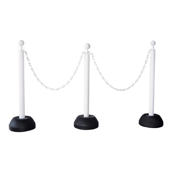 他サイト： ミツギロン チェーンスタンド3本組 白 チェーン付 道路 現場 安全 作業の商品画像