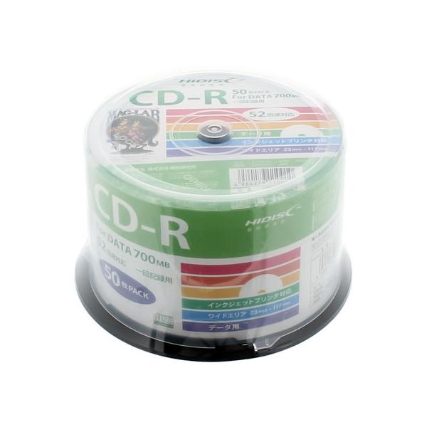 【商品説明】レーベル面にインクジェットプリンタで印刷できるタイプです。【仕様】●データ用●仕様：ＣＤ−Ｒ７００ＭＢ●記録速度：５２倍速●インクジェットプリンタ対応●レーベル面：ホワイトプリンタブル（ワイド対応）●印刷範囲：２３〜１１７ｍｍ●...