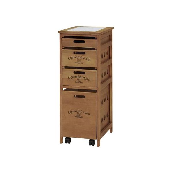 【商品説明】タイル天板は熱い鍋などを置くのにも便利。【仕様】●カラー：ライトブラウン　●サイズ（約）：幅３０×奥行４０×高さ７９ｃｍ　●引出内寸（約）：小／幅２３×奥行３４．５×深さ４．５ｃｍ　●引出内寸（約）：中／幅２３×奥行３４．５×深...