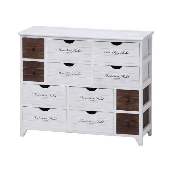 【商品説明】ホワイトウォッシュで仕上げたアンティークフレンチを思わせるおしゃれなデザイン。　ブラウンカラーもアクセントに。　引き出し内寸２８×２５．５×１２ｃｍのボックスは深さもあるので、用途に応じてたっぷり収納できます。　引き出し内寸１３...