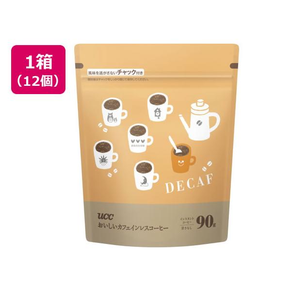 UCC上島珈琲 おいしいカフェインレスコーヒー 袋 90g 12個 431495